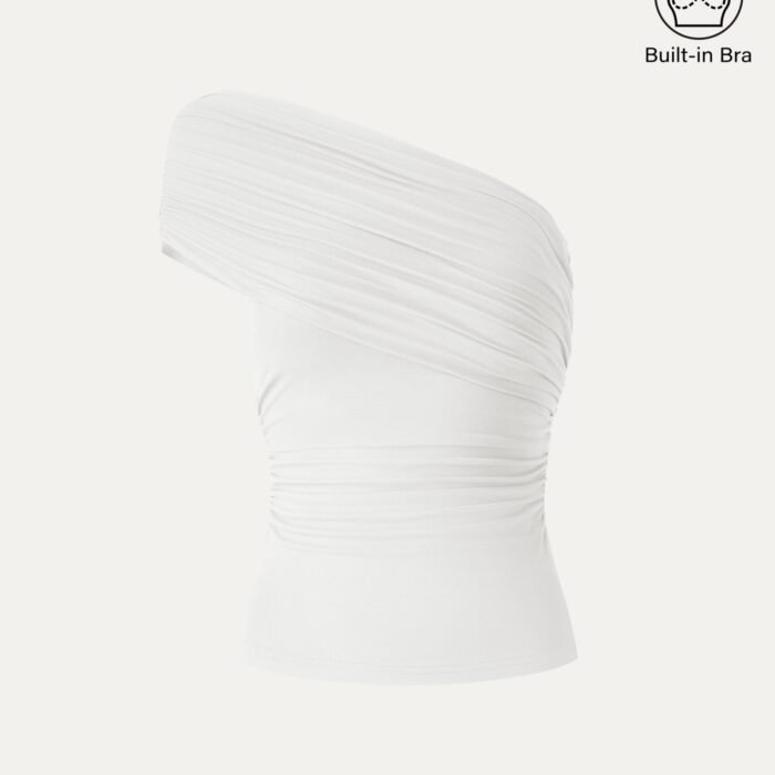 Gerafftes One-Shoulder-Top mit integriertem BH