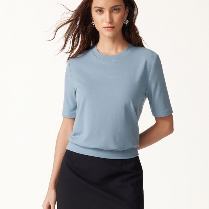 Brami aus Lyocellwolle mit Rundhalsausschnitt und geripptem Saum