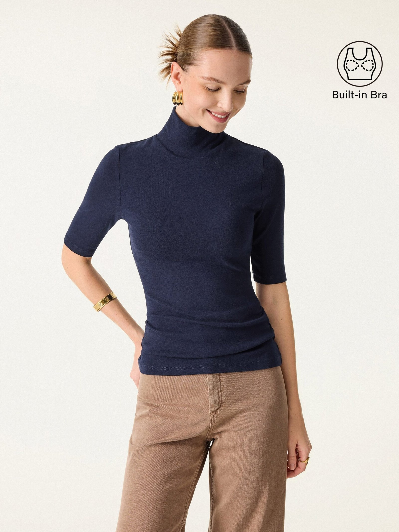 Essential Rollkragenpullover mit ellenbogenlangen Ärmeln Brami