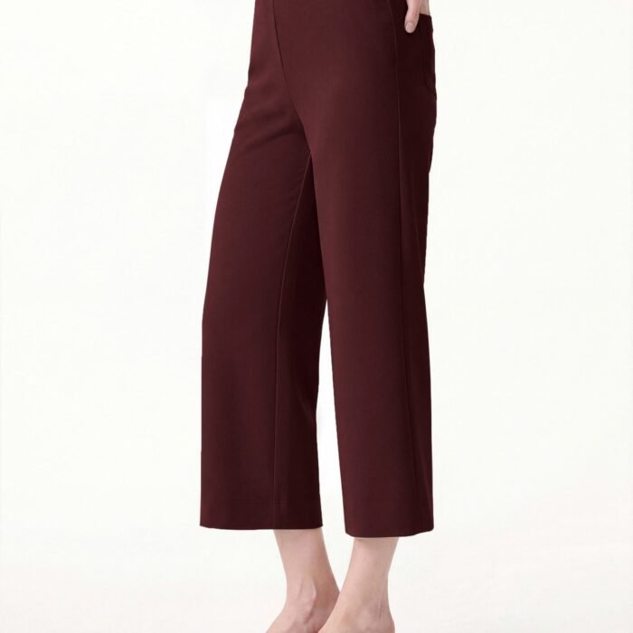 Cropped-Hose mit weitem Bein, mittelhohem Bund und Taschen