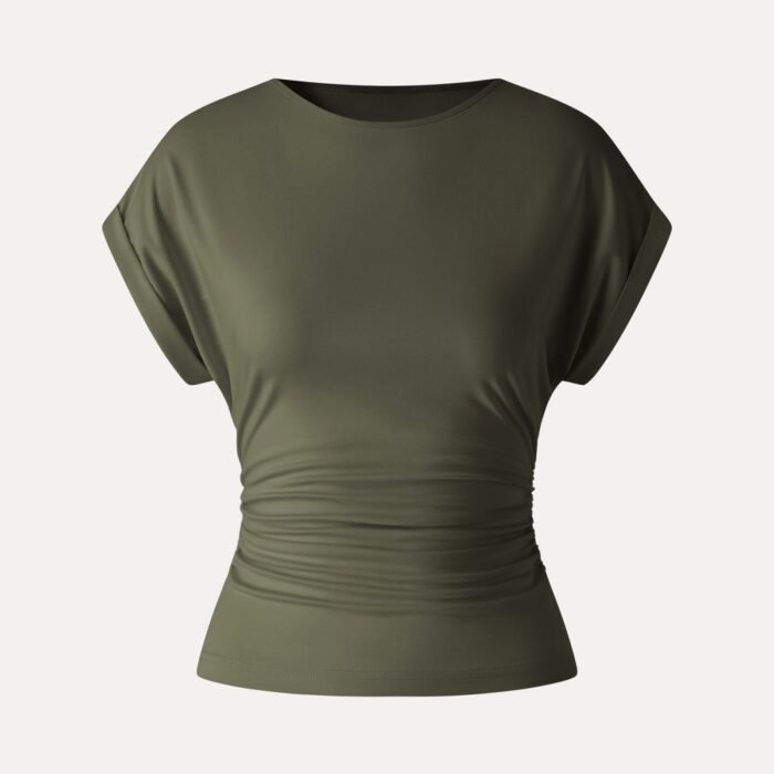Gerafftes T-Shirt mit Rundhalsausschnitt