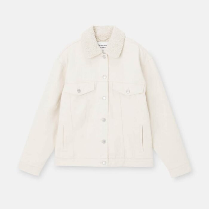 Oversized denim jacket with faux shearling